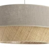Suspension design bi-matière en lin grège et rabane naturelle D45 cm SENSA