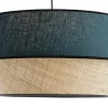Suspension design bi-matière en lin bleu et rabane naturelle D45 cm SENSA