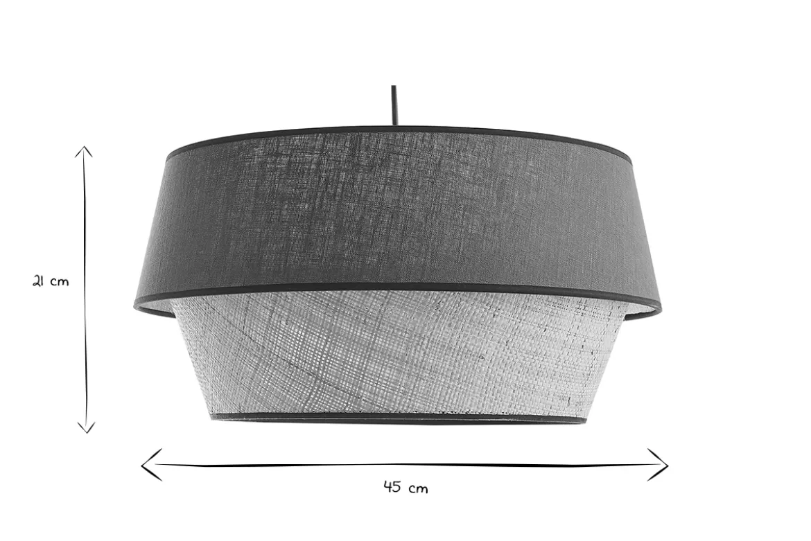 Suspension design bi-matière en lin bleu et rabane naturelle D45 cm SENSA