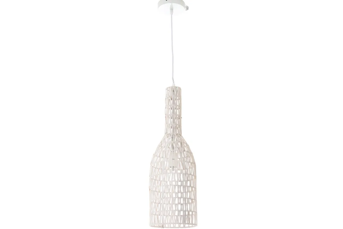 Suspension design en rotin blanc D19 cm PHILAE