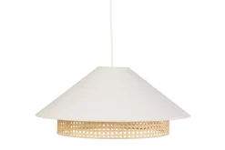 Suspension en coton écru et cannage rotin naturel D50 cm HAIKO
