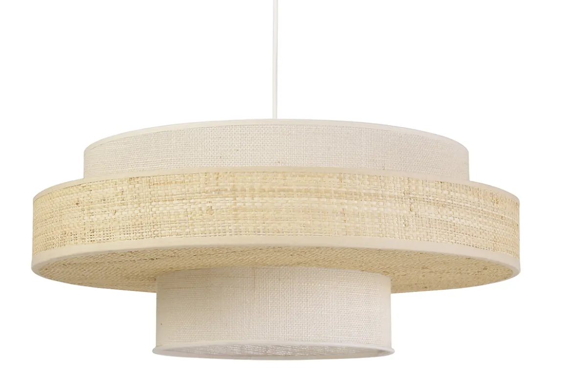 Suspension en jute blanche et rabane naturelle D50 WAKI