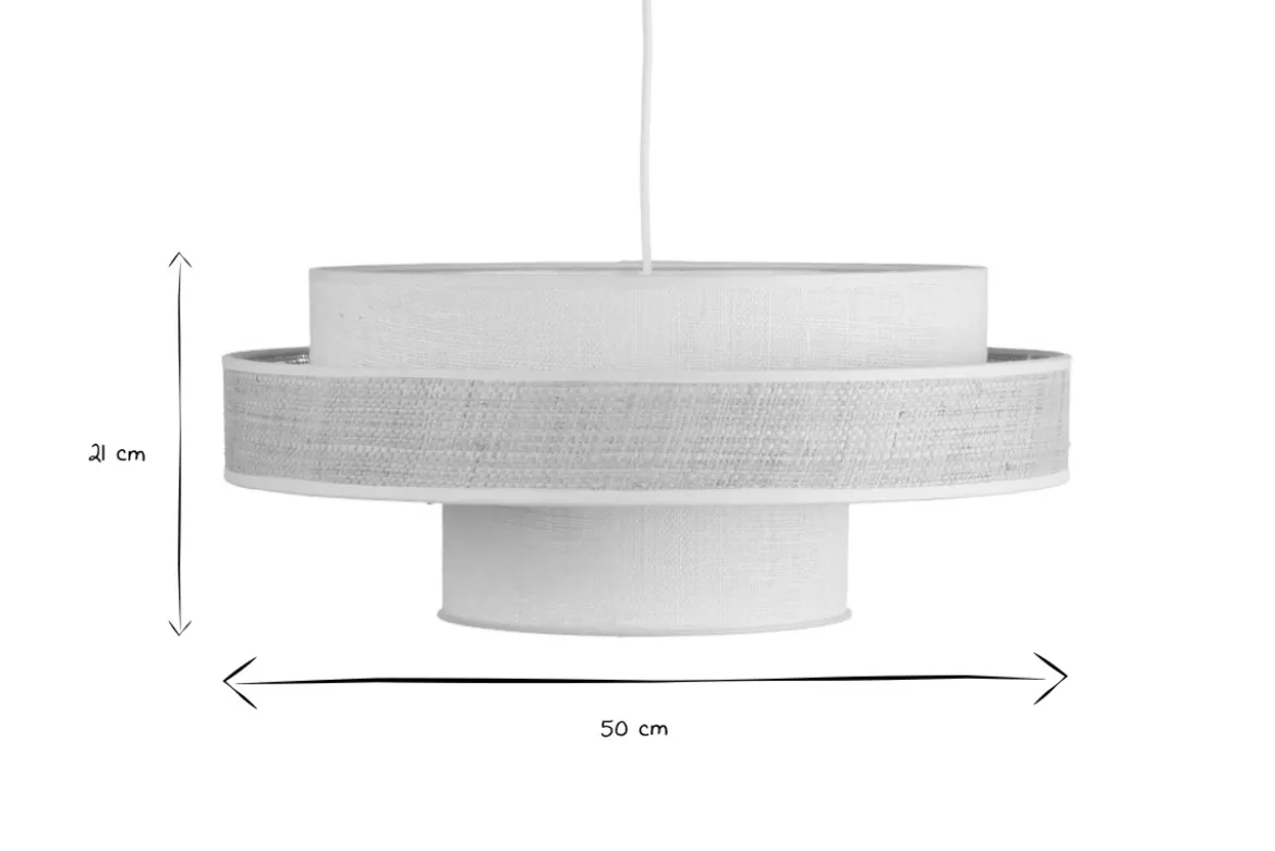 Suspension en jute blanche et rabane naturelle D50 WAKI
