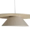 Suspension en lin beige et rabane naturelle L55 cm AZAMI