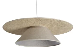 Suspension en lin beige et rabane naturelle L55 cm AZAMI