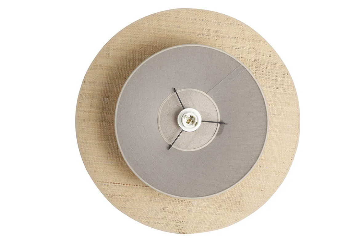 Suspension en lin beige et rabane naturelle L55 cm AZAMI