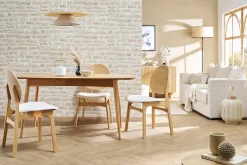 Suspension en lin beige et rabane naturelle L55 cm AZAMI