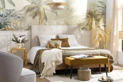 Suspension en lin beige et rabane naturelle L55 cm AZAMI