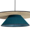 Suspension en lin bleu paon et rabane naturelle D55 cm AZAMI