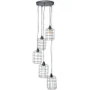 Suspension industrielle 5 lampes étagées en métal patiné effet vieilli L30 cm LOFT