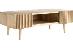 Table basse avec portes coulissantes bois manguier massif ALBA