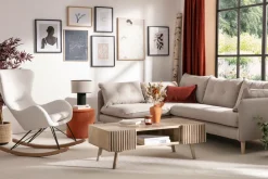Table basse avec portes coulissantes bois manguier massif ALBA