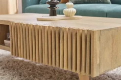 Table basse avec portes coulissantes bois manguier massif ALBA
