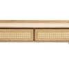 Table basse avec rangements en bois clair frêne et cannage rotin L120 cm ELSY