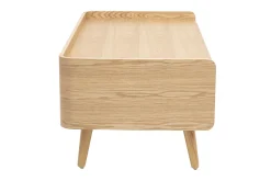 Table basse avec rangements en bois clair frêne et cannage rotin L120 cm ELSY