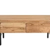 Table basse avec rangements en bois massif et métal noir 4 tiroirs L115 cm NAPOLI