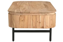 Table basse avec rangements en bois massif et métal noir 4 tiroirs L115 cm NAPOLI