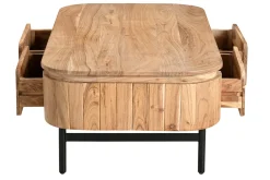Table basse avec rangements en bois massif et métal noir 4 tiroirs L115 cm NAPOLI