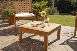 Table basse de jardin carré en bois massif L60 cm SALVADOR