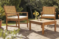 Table basse de jardin carré en bois massif L60 cm SALVADOR