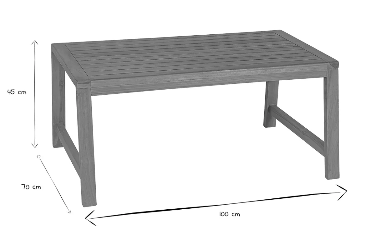 Table basse de jardin rectangulaire en bois teck massif L100 cm SUNDA