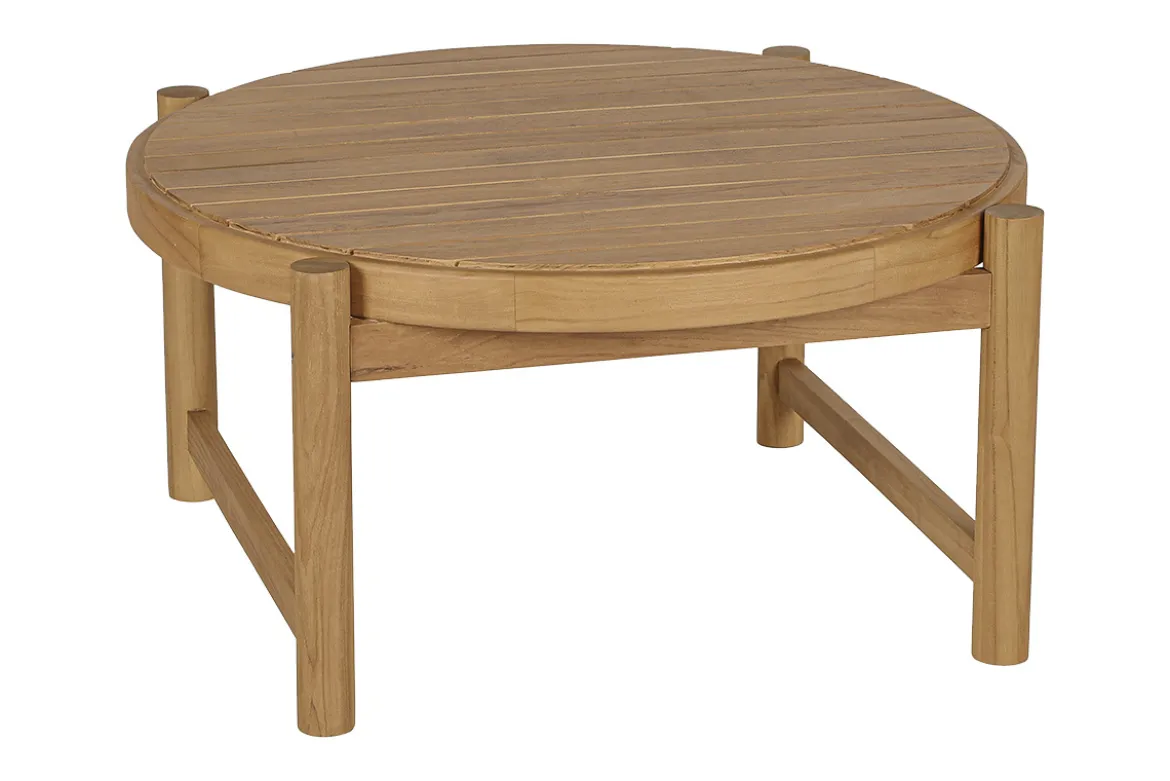 Table basse de jardin ronde en bois teck massif D80 cm MOANA