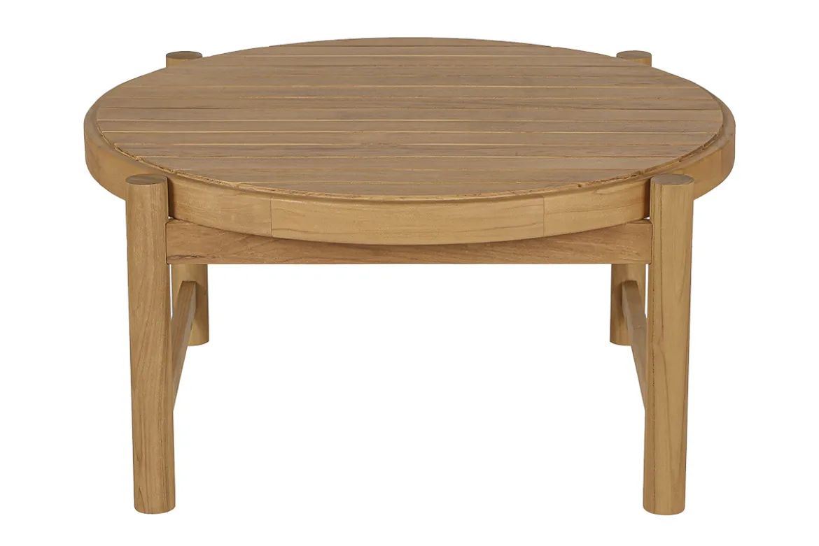 Table basse de jardin ronde en bois teck massif D80 cm MOANA