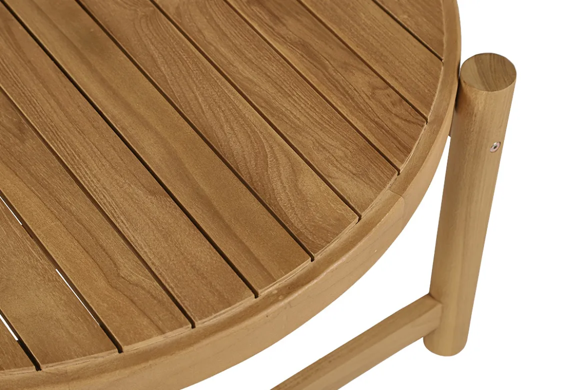 Table basse de jardin ronde en bois teck massif D80 cm MOANA