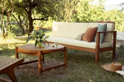 Table basse de jardin ronde en bois teck massif D80 cm MOANA