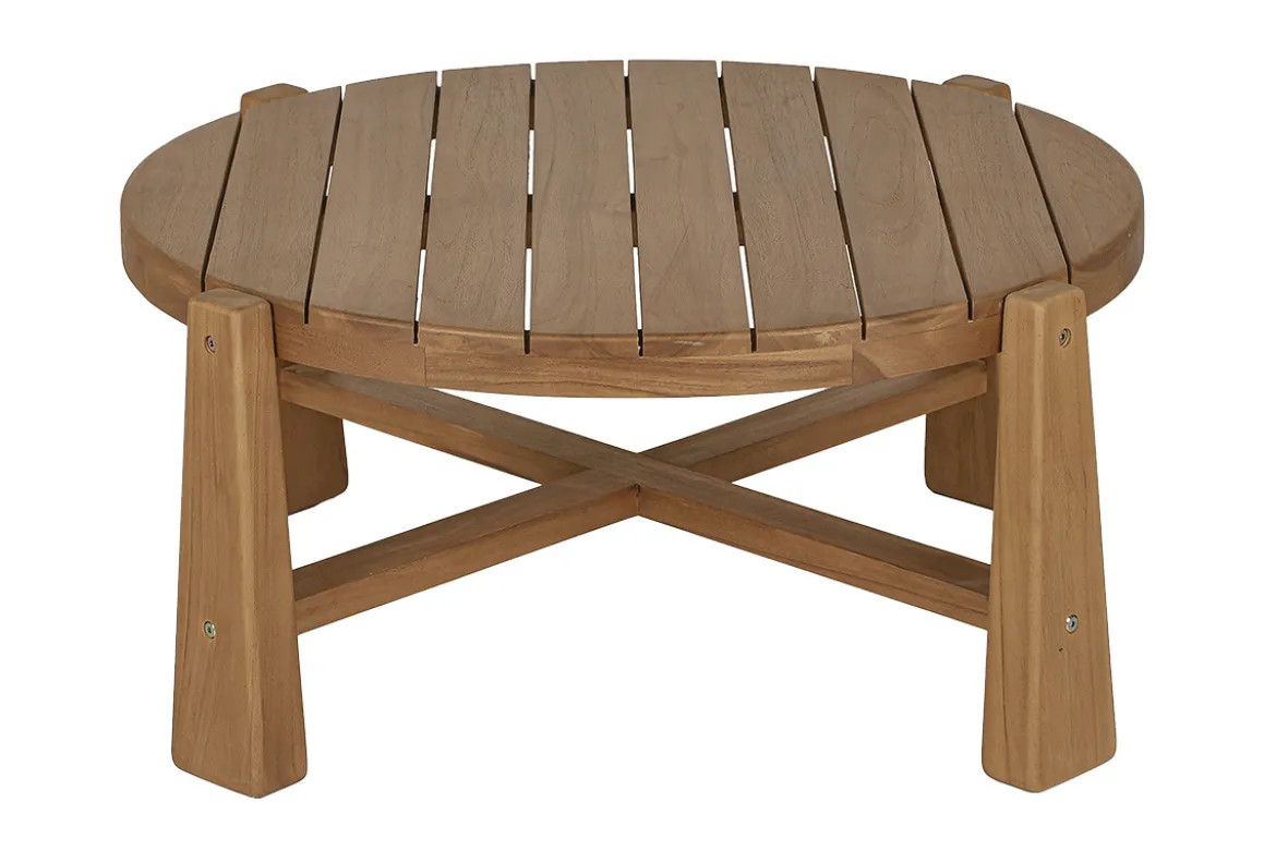 Table basse de jardin ronde en bois teck massif D82 cm CAROLINA