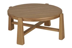 Table basse de jardin ronde en bois teck massif D82 cm CAROLINA