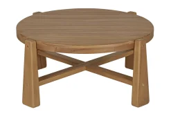 Table basse de jardin ronde en bois teck massif D82 cm CAROLINA