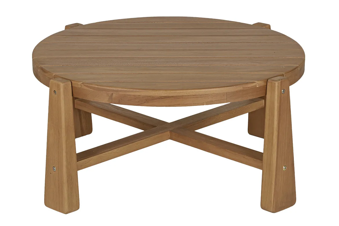 Table basse de jardin ronde en bois teck massif D82 cm CAROLINA