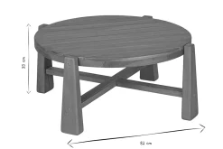 Table basse de jardin ronde en bois teck massif D82 cm CAROLINA