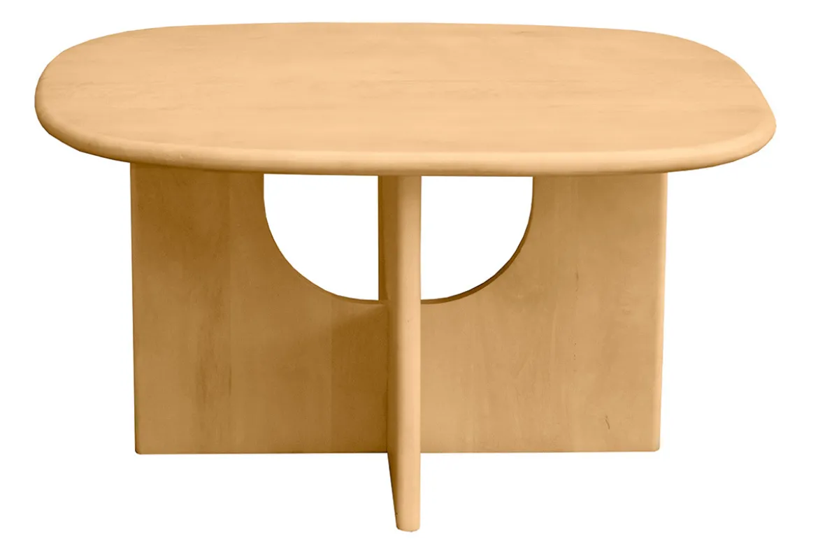 Table basse design bois clair manguier massif L80 cm MASSARI