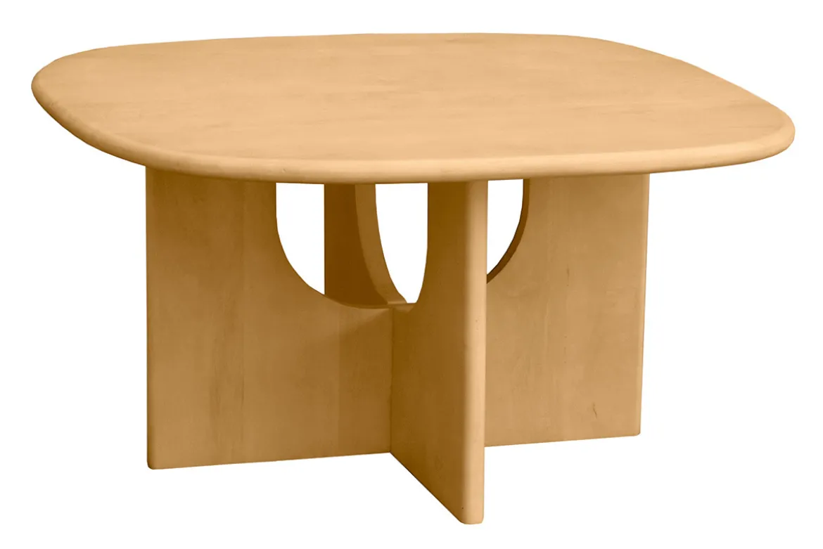 Table basse design bois clair manguier massif L80 cm MASSARI