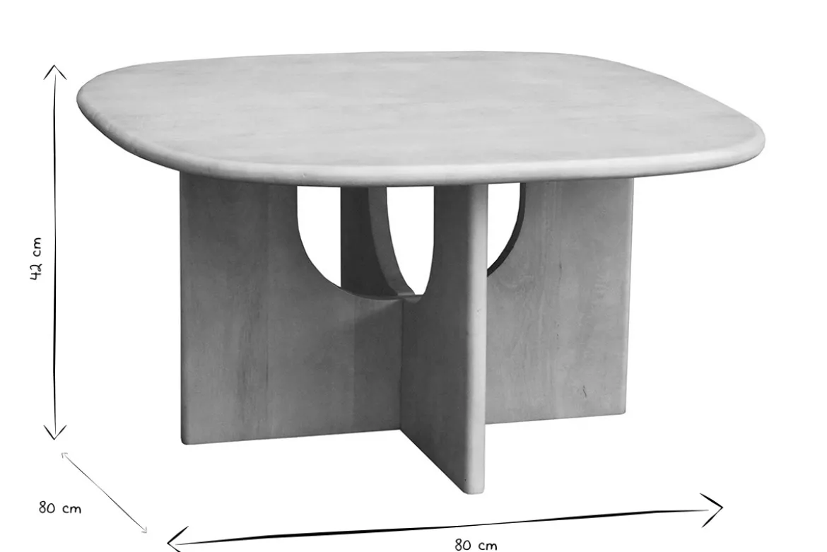 Table basse design bois clair manguier massif L80 cm MASSARI