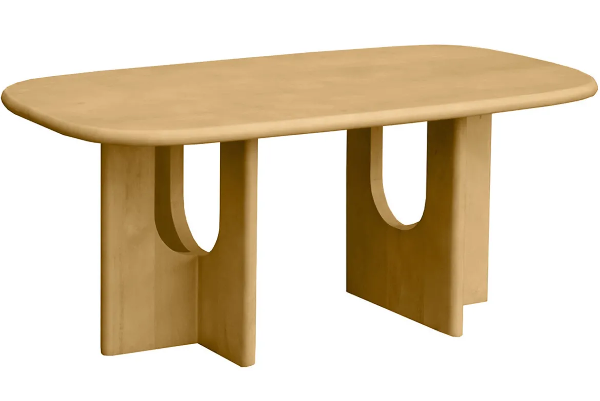 Table basse design bois clair manguier massif L100 cm MASSARI