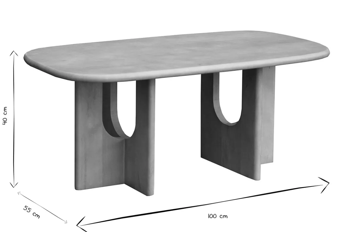 Table basse design bois clair manguier massif L100 cm MASSARI