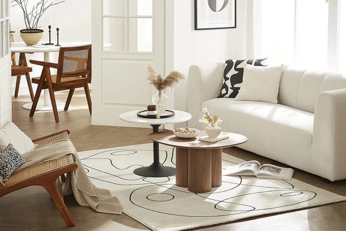 Table basse design bois foncé noyer L78 cm HOLLEN
