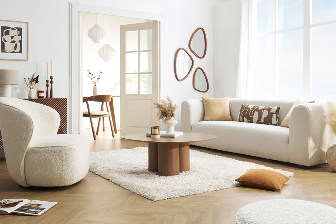Table basse design bois foncé noyer L100 cm HOLLEN