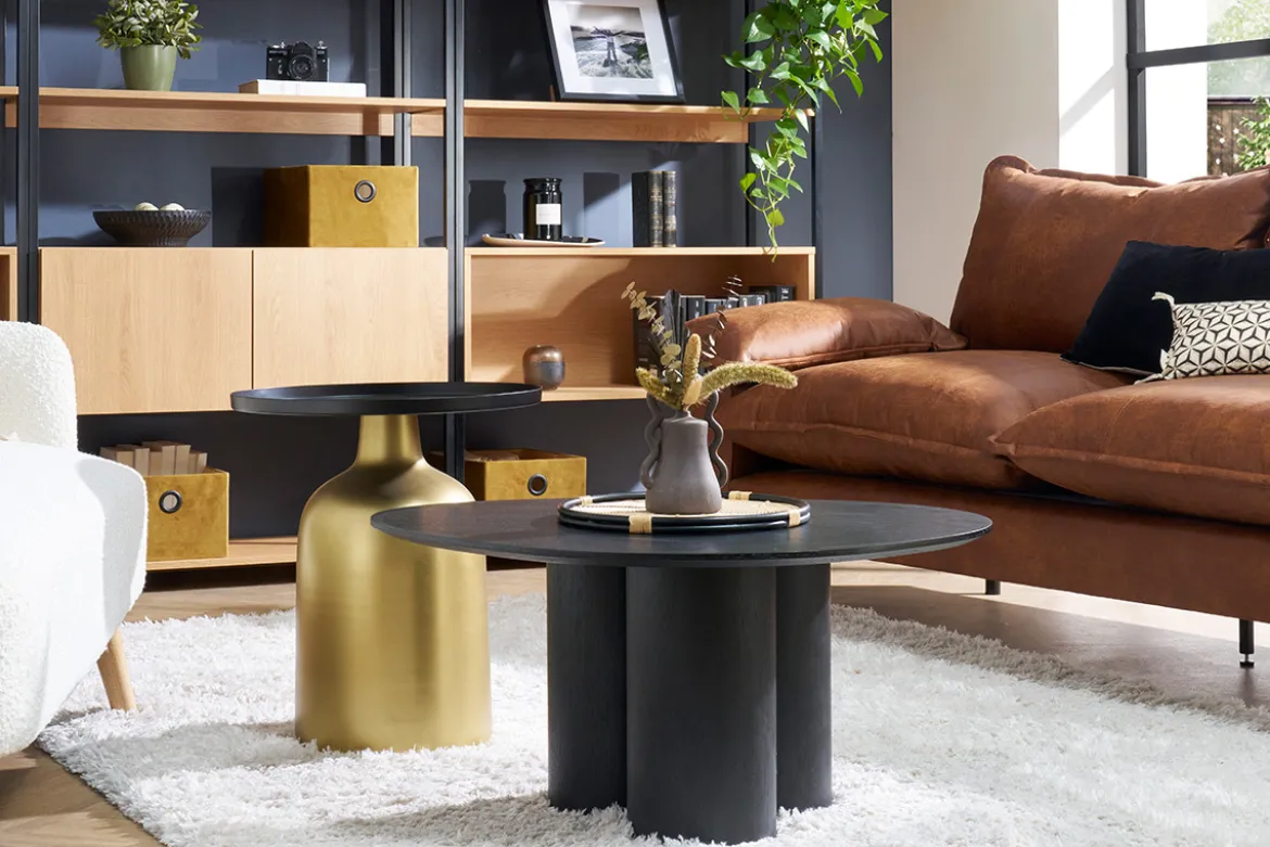 Table basse design bois noir L78 cm HOLLEN