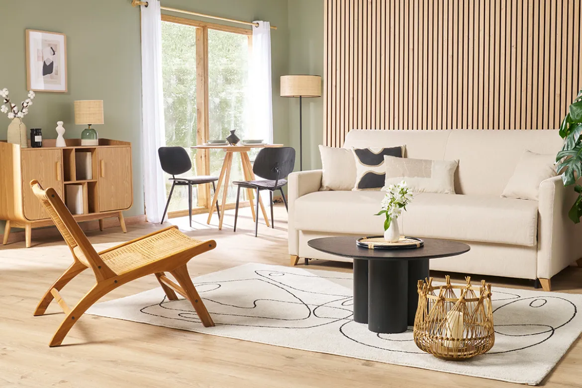 Table basse design bois noir L78 cm HOLLEN