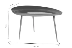 Table basse design en acier laqué bleu canard et doré L80 cm DROP