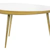 Table basse design en acier laqué blanc et doré L80 cm DROP