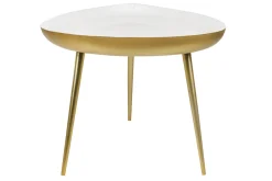 Table basse design en acier laqué blanc et doré L80 cm DROP
