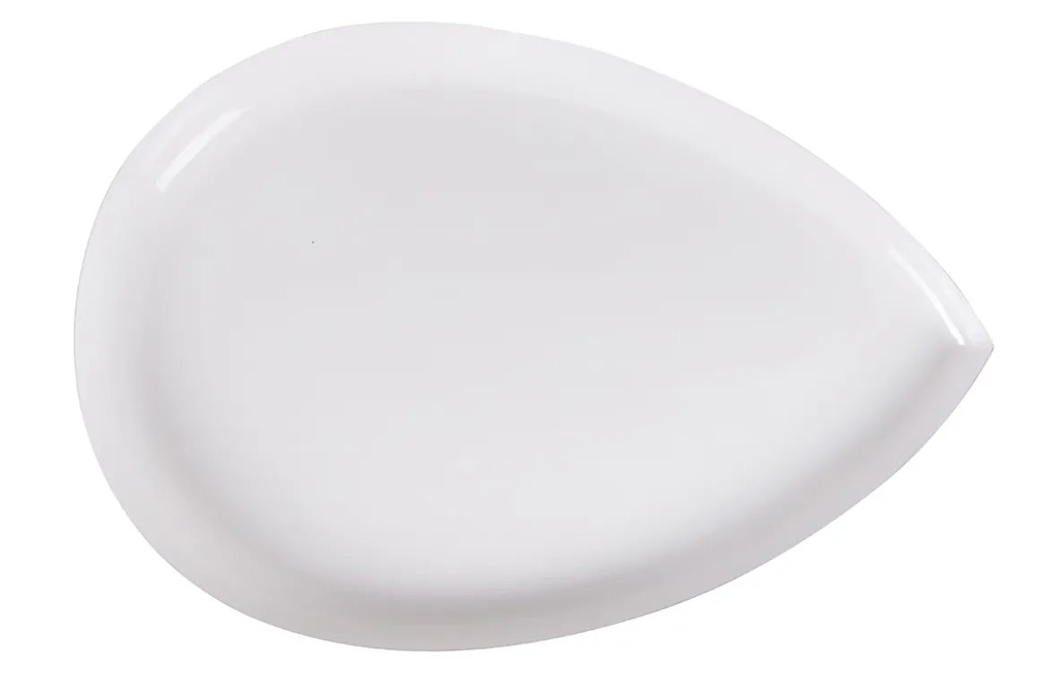 Table basse design en acier laqué blanc et doré L80 cm DROP