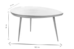 Table basse design en acier laqué blanc et doré L80 cm DROP