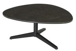 Table basse design en céramique noire et métal L84 cm LEWA