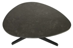 Table basse design en céramique noire et métal L84 cm LEWA